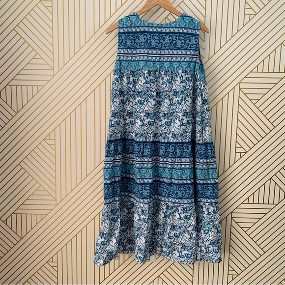 The Vermont Company Store floral paisley tiered layered cotton sleeveless dress - Picture 4 of 7